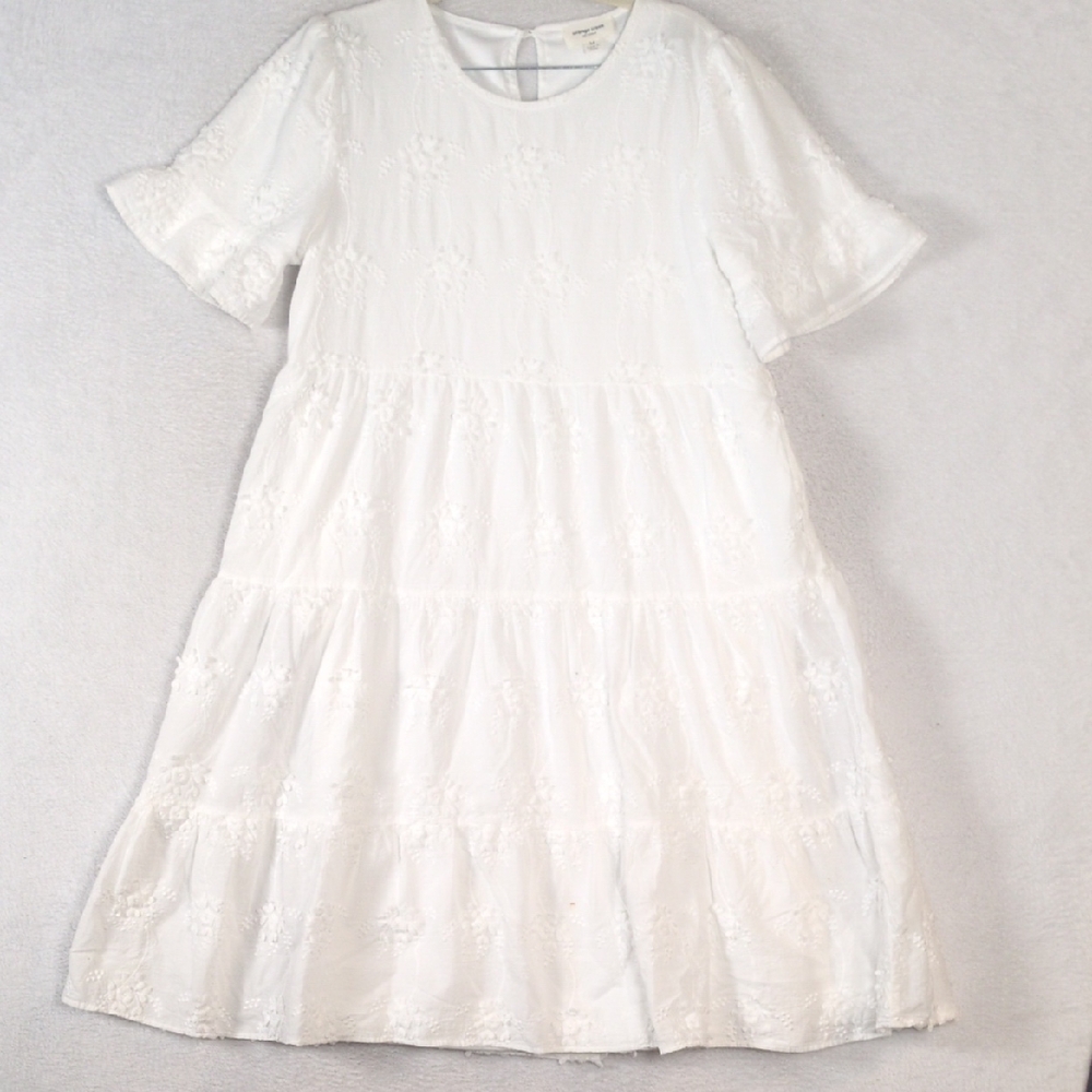 Orange Creek Womens White Farmhouse‎ Embroidered Farmhouse Dress Size M